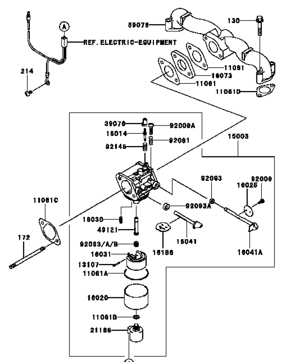 Kawasaki Fh541v-Cs25 Carburetor Diagram and Parts List for H1748 55AI4HPS050-WAM Cub Cadet Lawn Mower